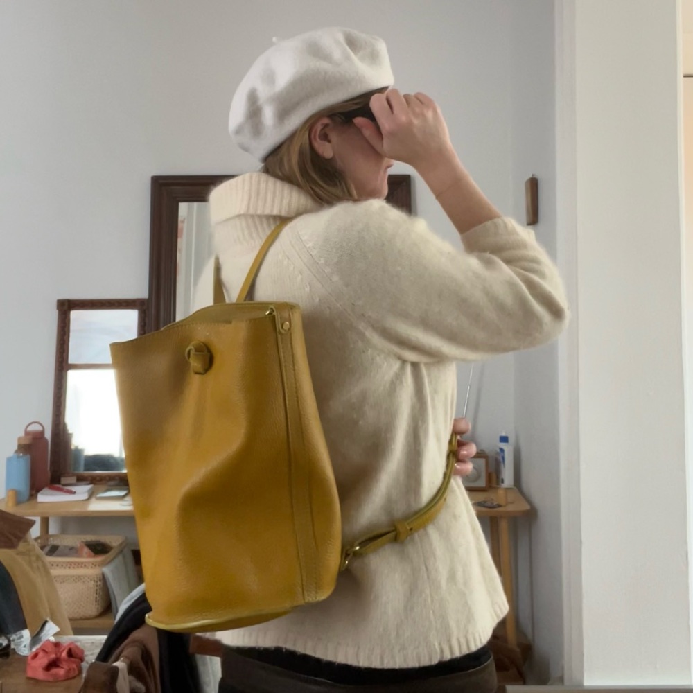 Yellow Leather Bucket Bag